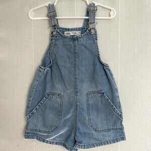 Zara Toddler Girls Size 2-3 Yrs Denim Overalls Romper Shorts